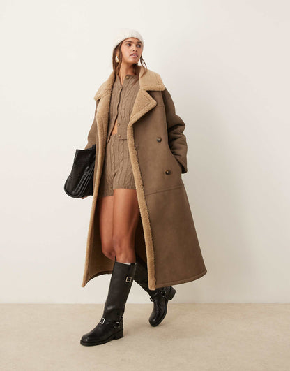 Longline Bonded Borg Trench Coat