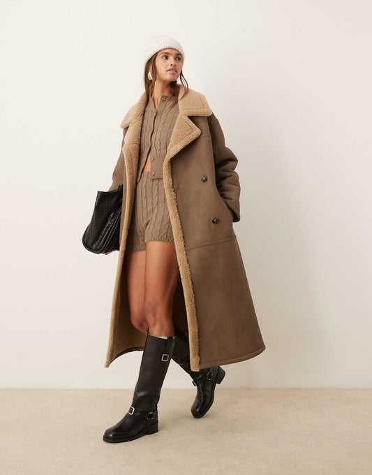 Longline Bonded Borg Trench Coat