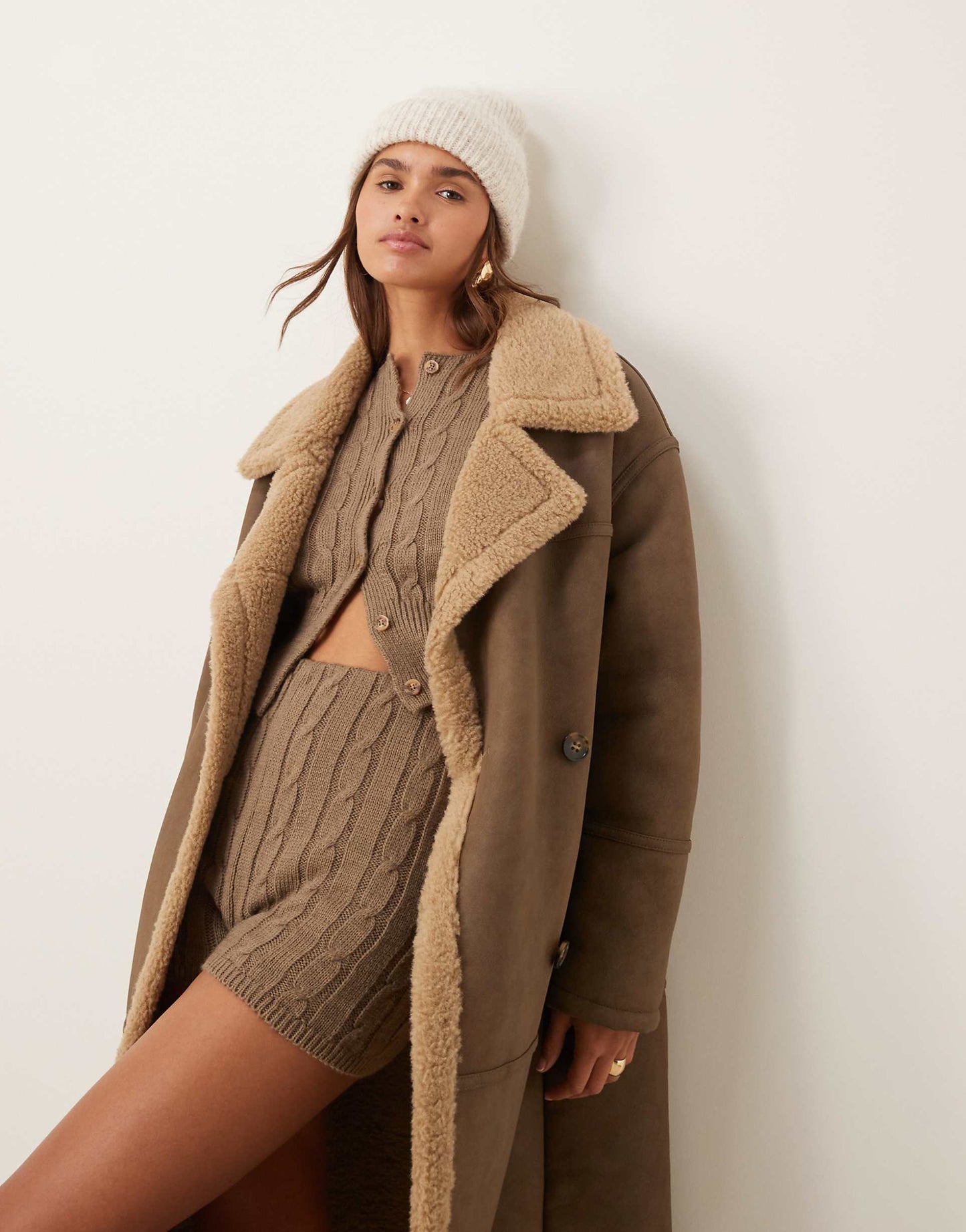 Longline Bonded Borg Trench Coat