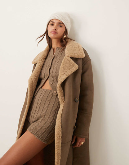 Longline Bonded Borg Trench Coat