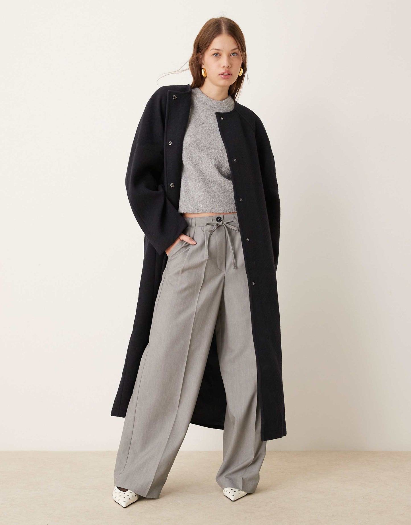 Collarless Oversized Chuck On Coat