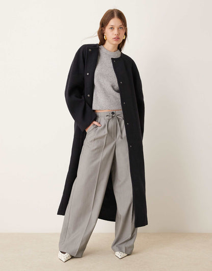 Collarless Oversized Chuck On Coat