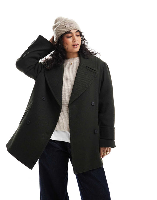Oversized Twill Pea Coat