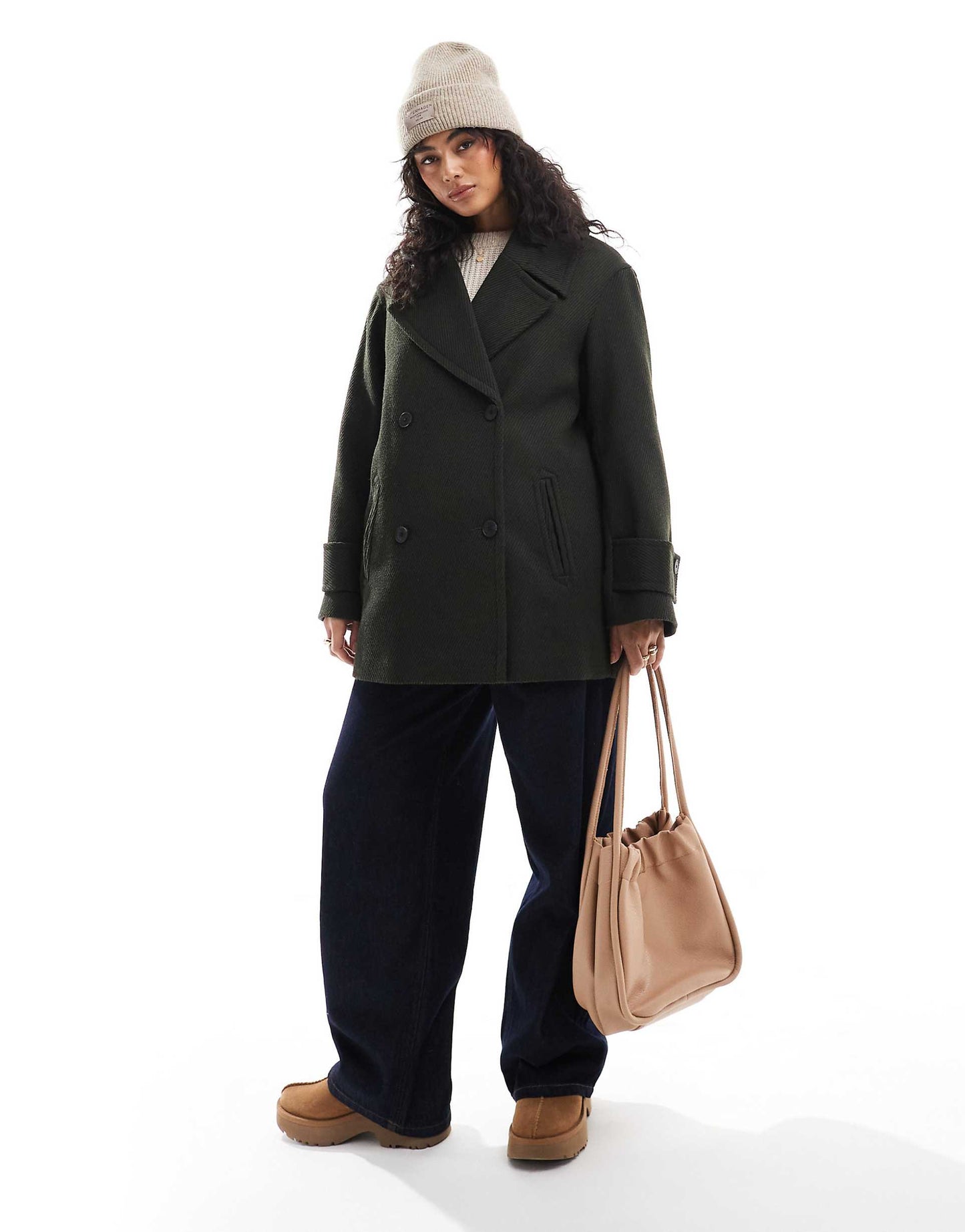 Oversized Twill Pea Coat
