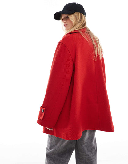 Oversized Twill Pea Coat
