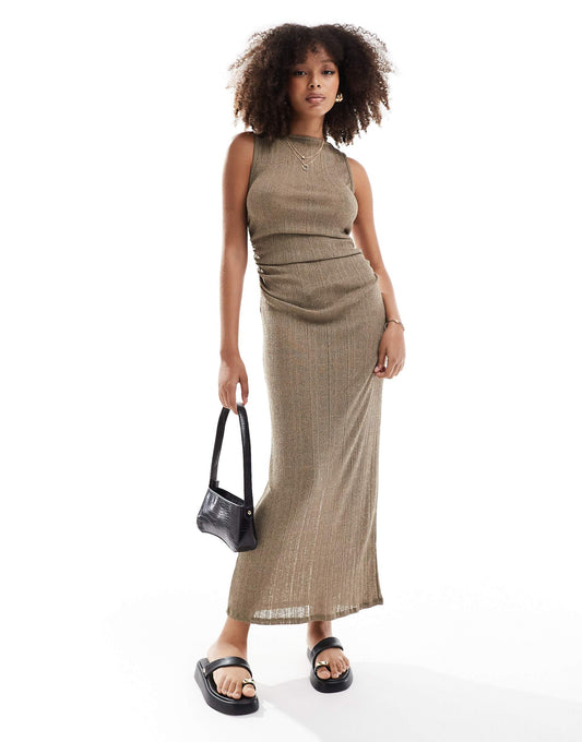 Knitted Semi Sheer Sleeveless Midaxi Dress