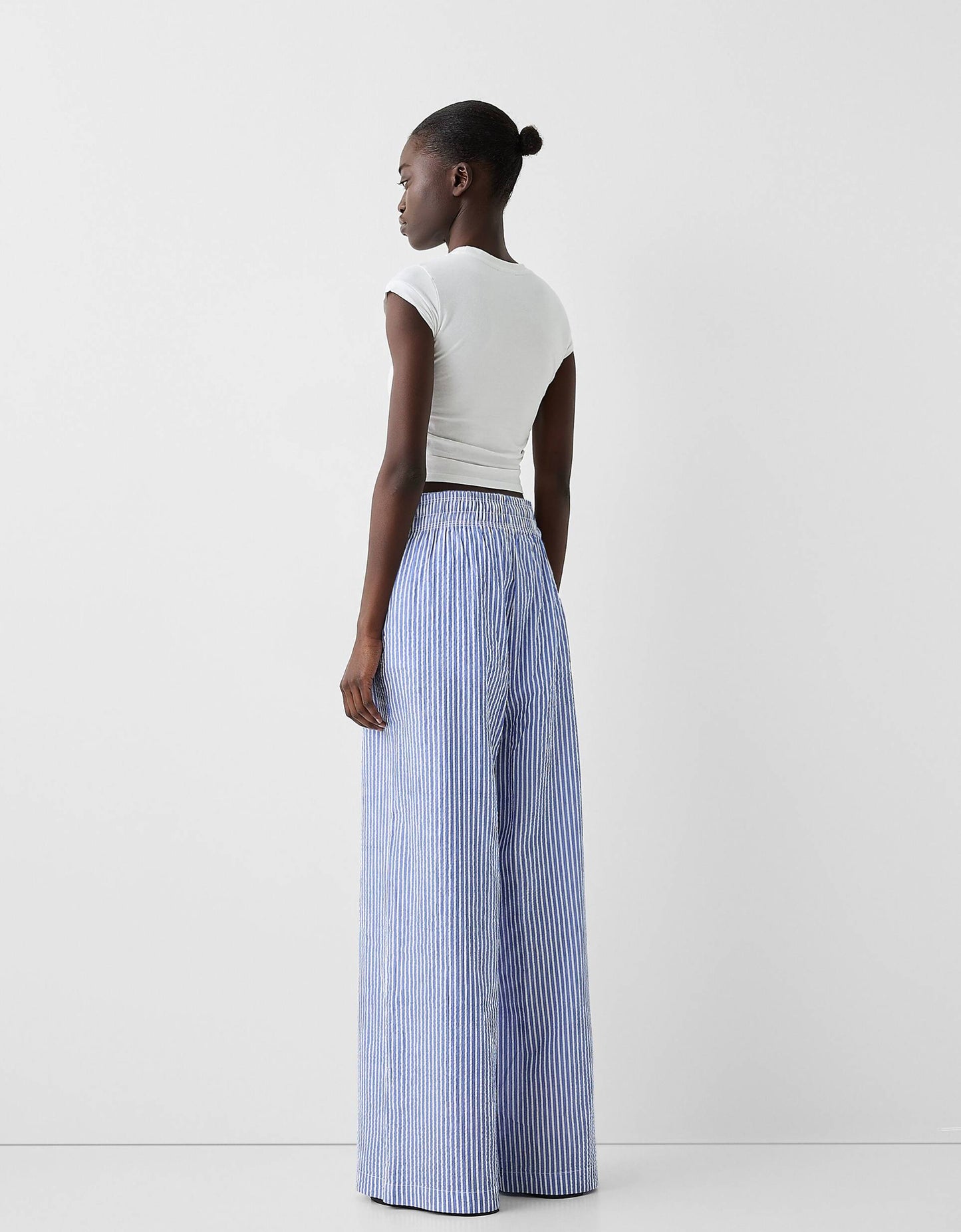 Deep Waistband Wide Leg Trousers