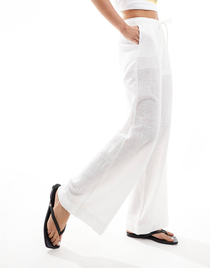 Linen Look Rustic Beach Trousers