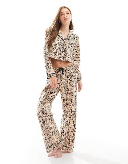 Leopard Print Long Sleeve Pyjama Set