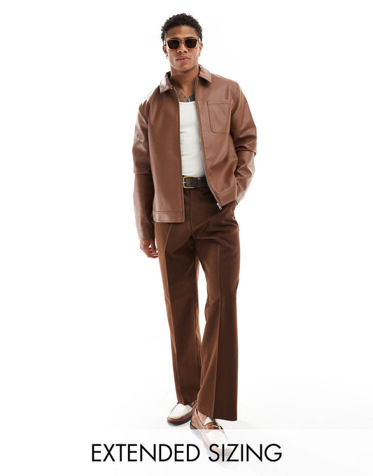 Faux Leather Harrington Jacket