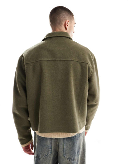 Oversized Wool Look Harrington Jacket