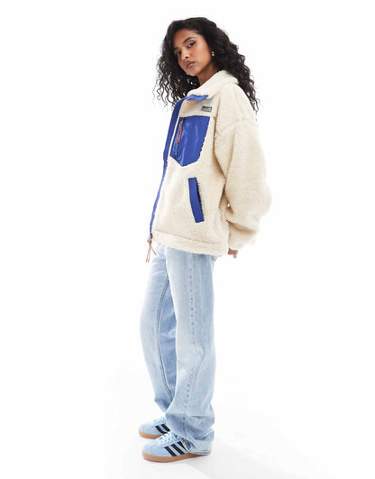 Borg Zip Jacket With Pockets