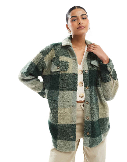 Northern Sky Zip Check Fleece Shacket