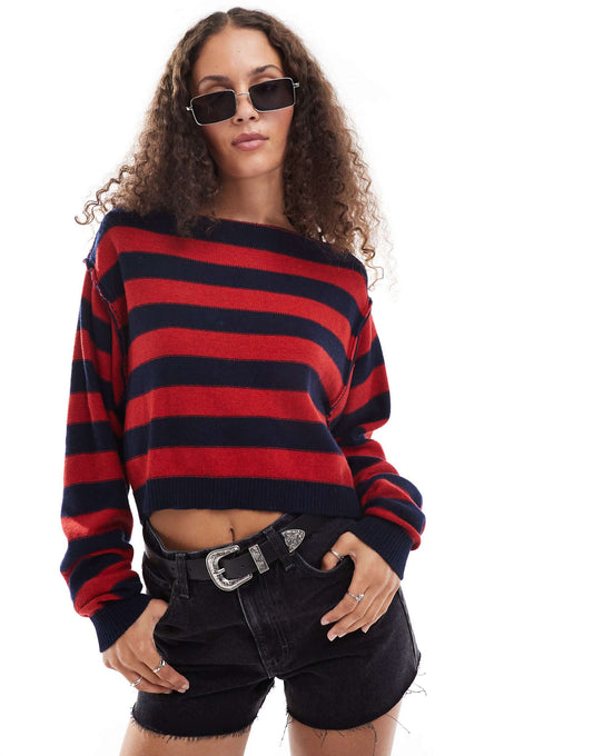 Slash Neck Striped Jumper