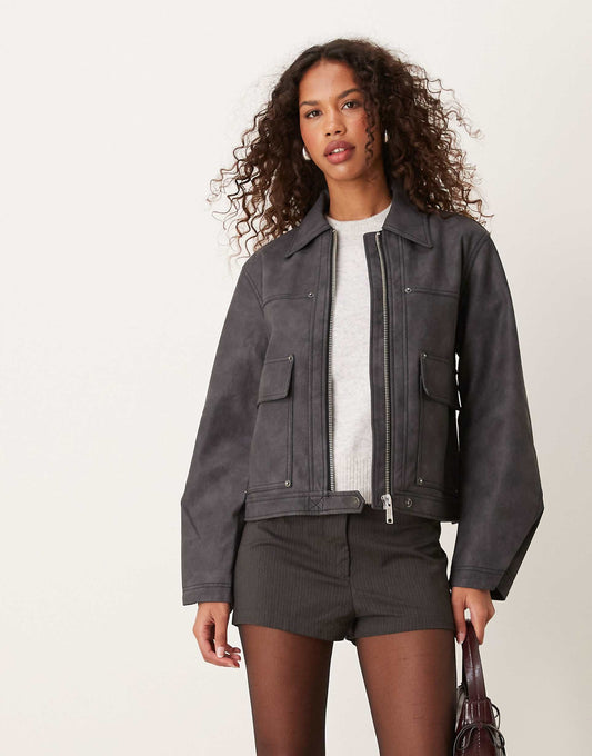 Winnie Faux Leather Motor Jacket