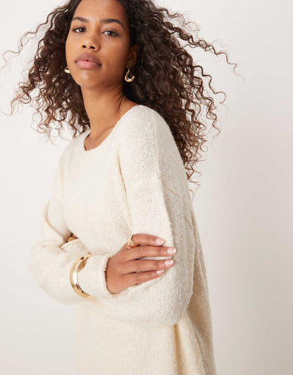 Rib Knit Essential Cream Jumper Co-Ord