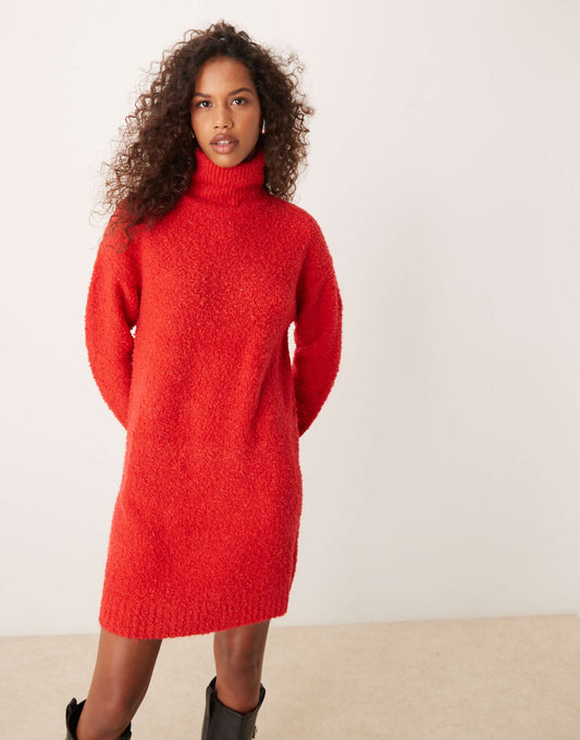 Roll Neck Slouchy Jumper Dress