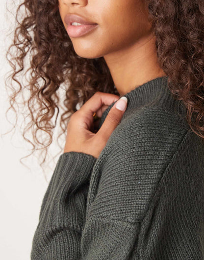 Rib V Neck Slouchy Jumper Dress