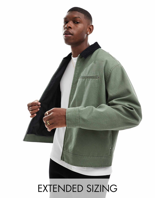 Oversized Harrington Jacket With Cord Collar