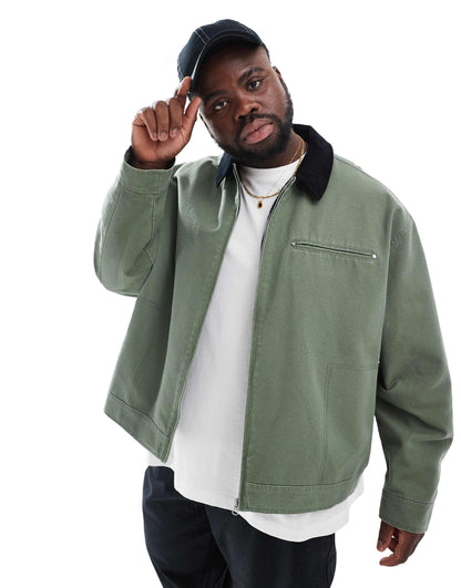 Oversized Harrington Jacket With Cord Collar