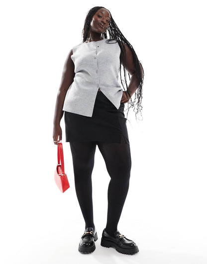 Curve Mini Skirt With Split Detail