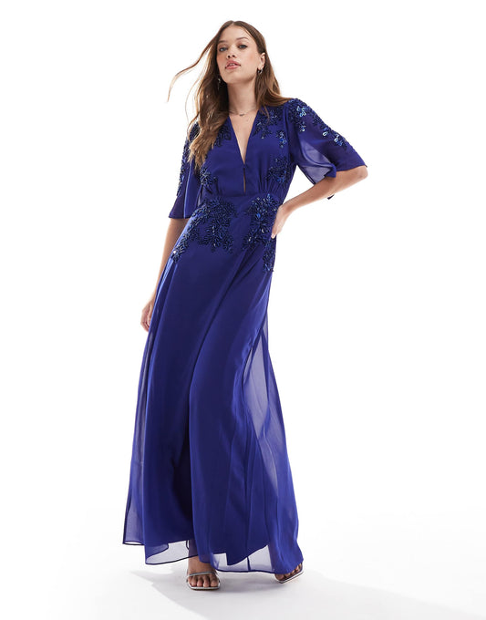 Flutter Sleeve Maxi Dress