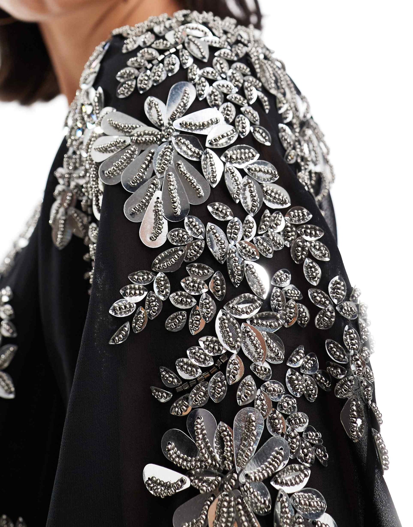Flutter Sleeve Embellished Maxi Dress