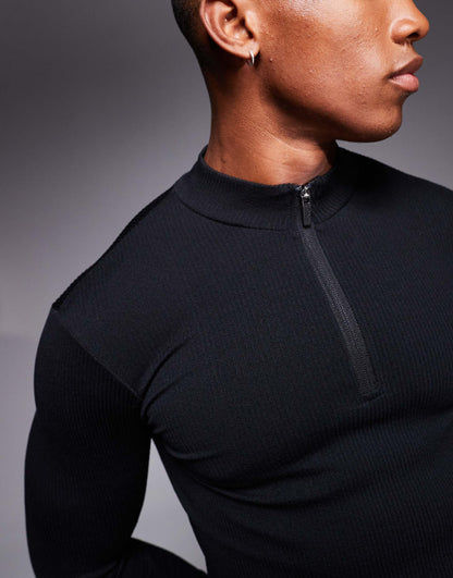 Icon Performance Muscle Fit Seamless Rib Long Sleeve 1/4 Zip