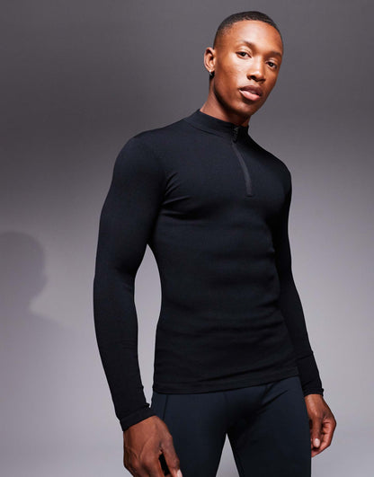 Icon Performance Muscle Fit Seamless Rib Long Sleeve 1/4 Zip