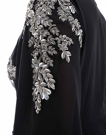 Plus Flutter Sleeve Embellished Maxi Dress