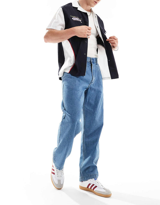 Authentic Loose Tapered Pleated Jeans