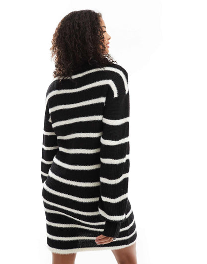 Striped Fluffy Yarn Rugby Dress