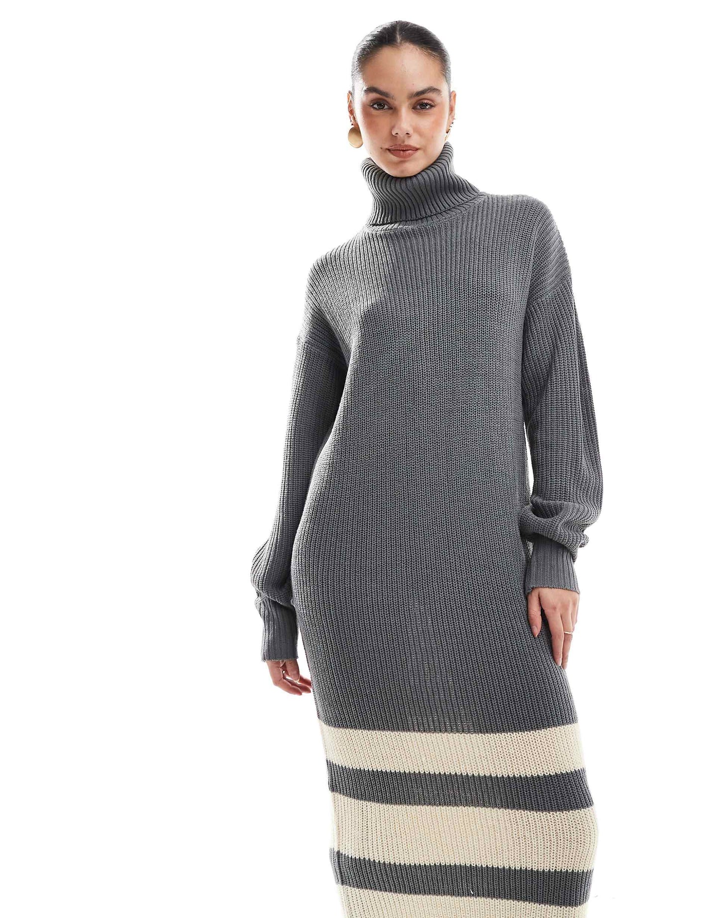 Stripe Hem Soft Oversized Midaxi Dress