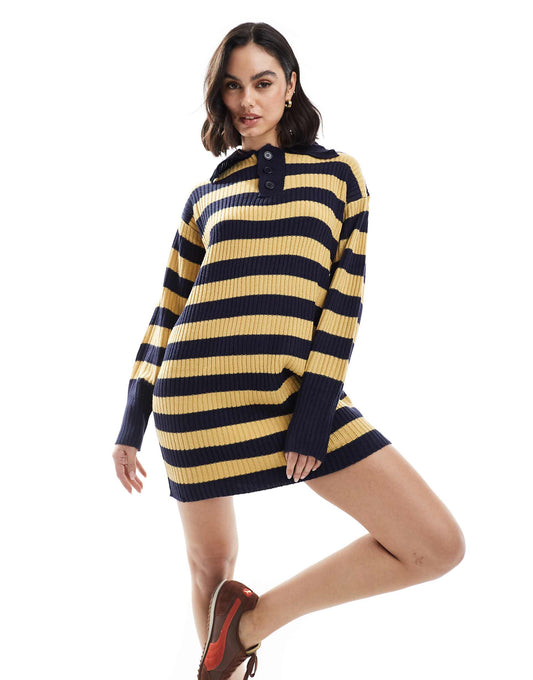 Bold Stripe Knitted Rugby Dress
