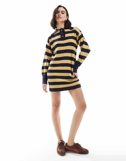 Bold Stripe Knitted Rugby Dress