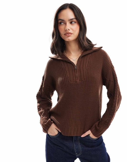 Chunky Rib Zip Detail Jumper