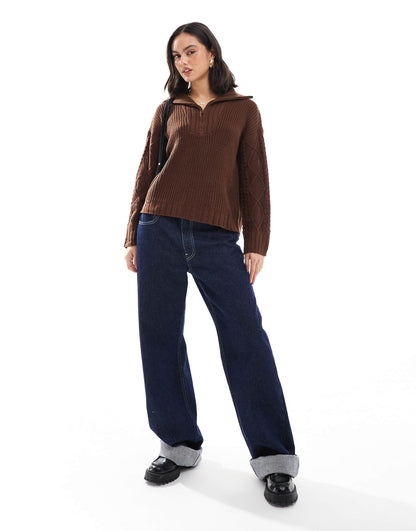 Chunky Rib Zip Detail Jumper