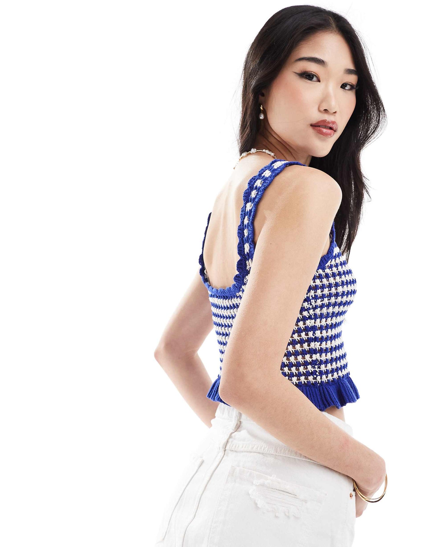 Crochet Crop Top With Ruffle Hem