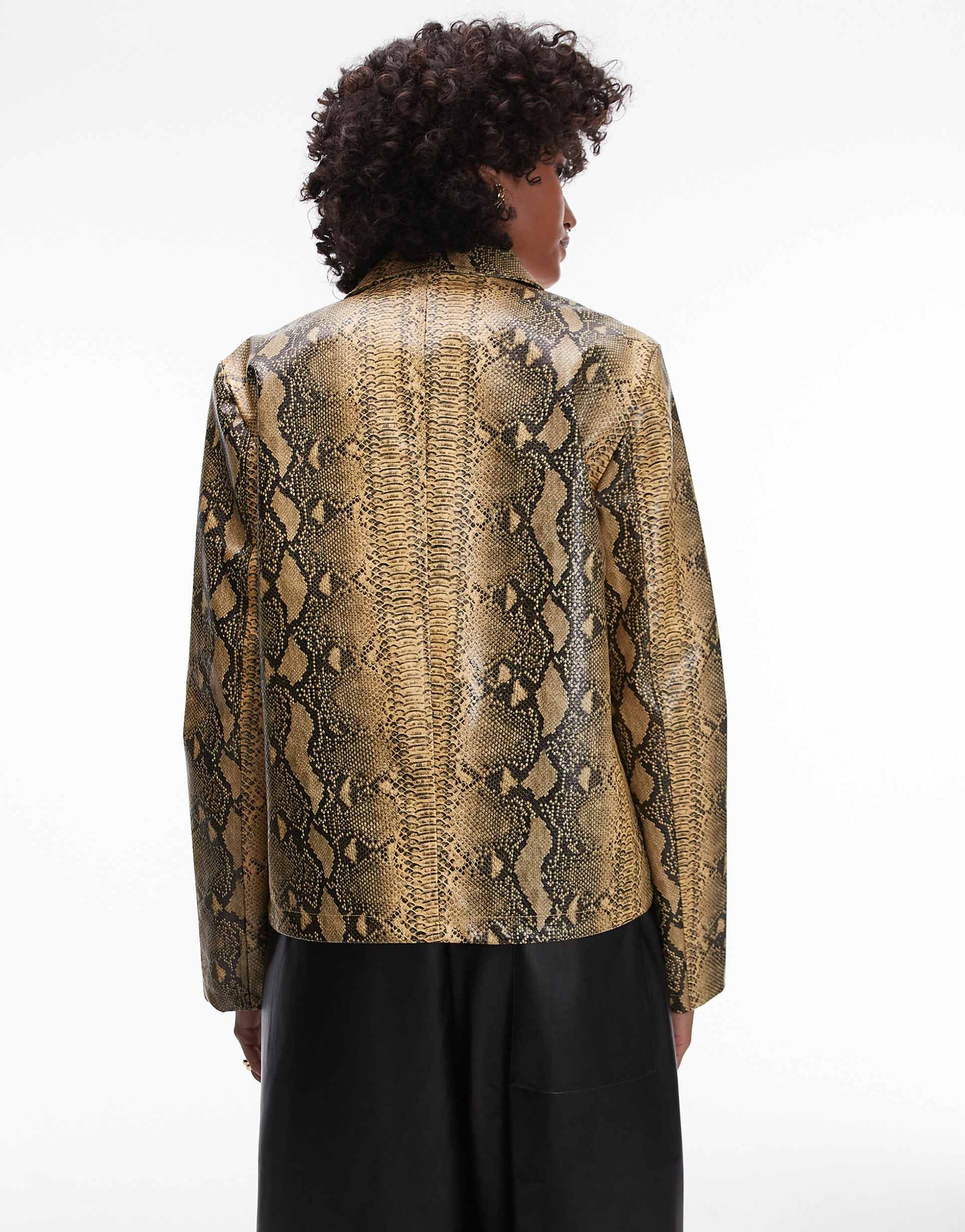 Faux Leather Snake Jacket With Center Front Zip
