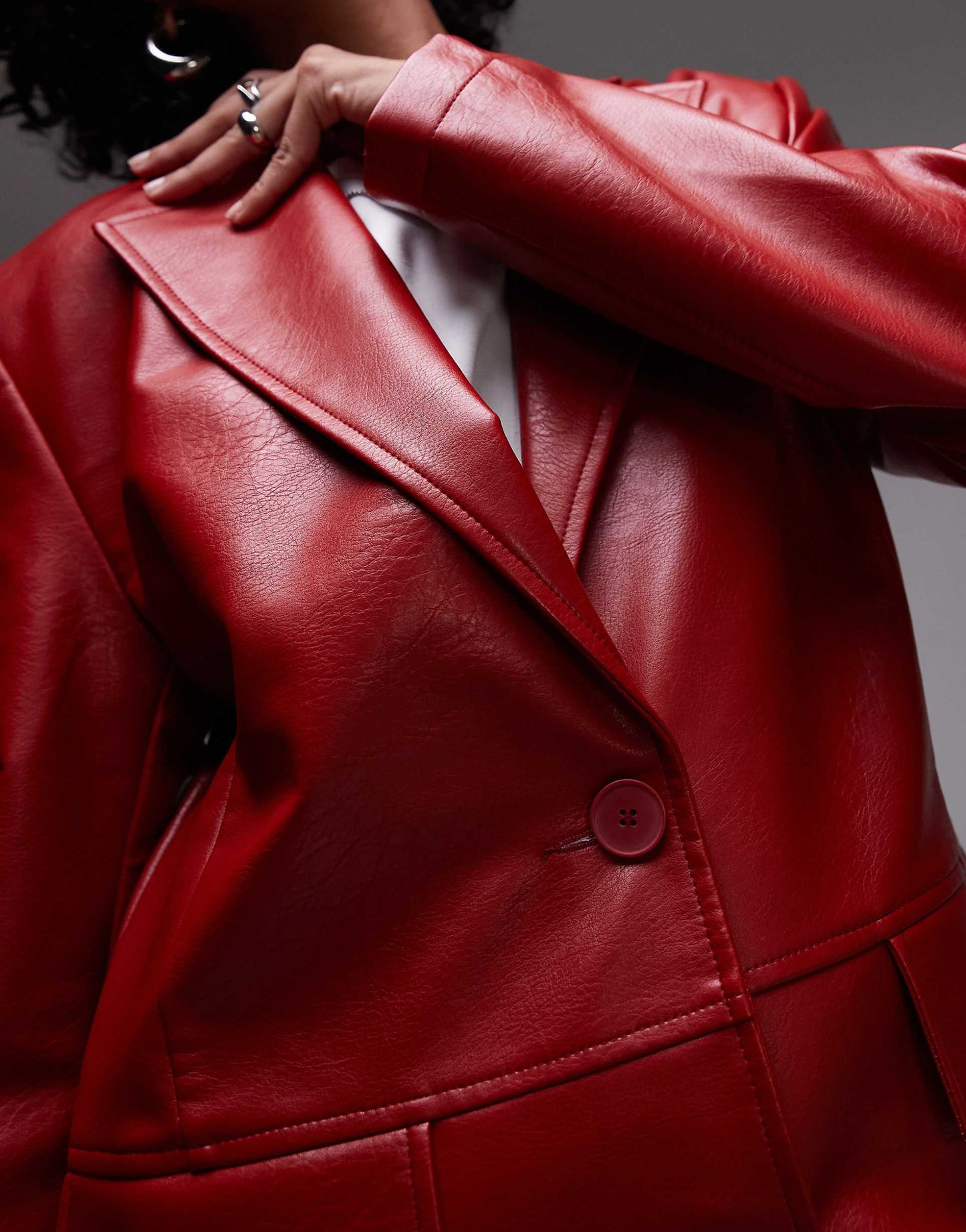 Faux Leather Longline Coat