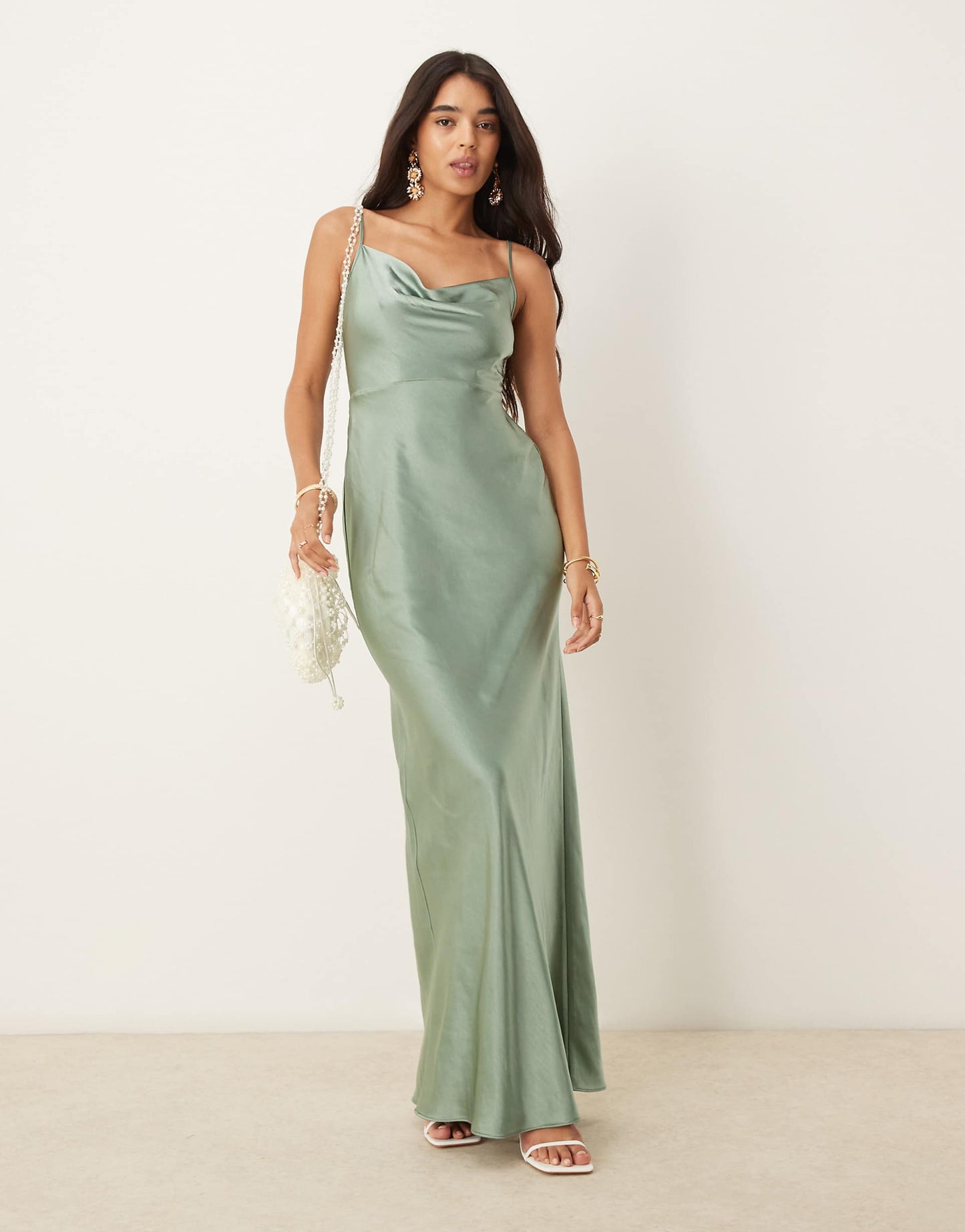 Bridesmaid Keisha Satin Cowl Neck Maxi Dress