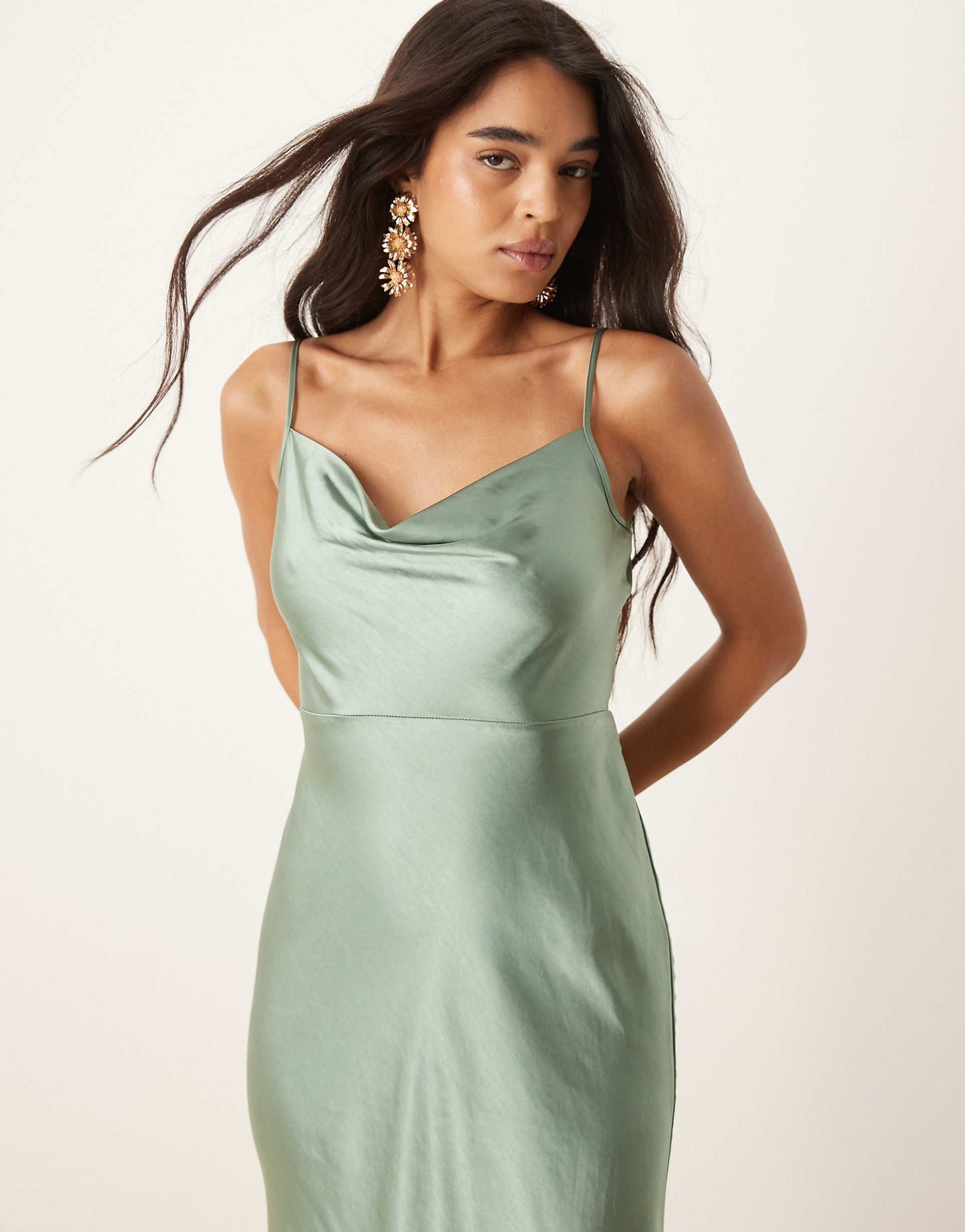 Bridesmaid Keisha Satin Cowl Neck Maxi Dress