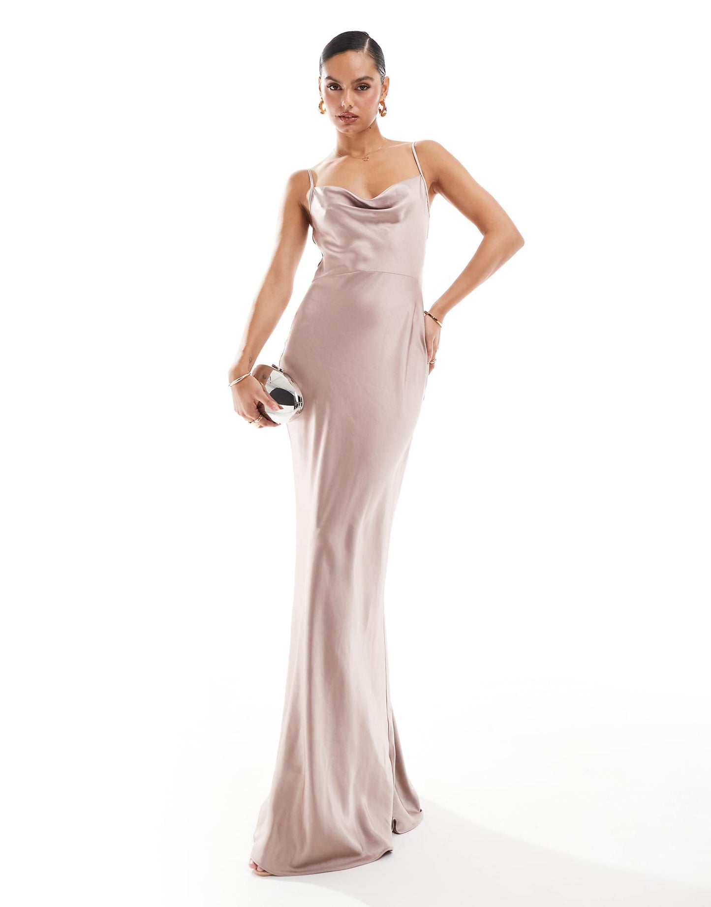 Bridesmaid Keisha Satin Cowl Neck Maxi Dress