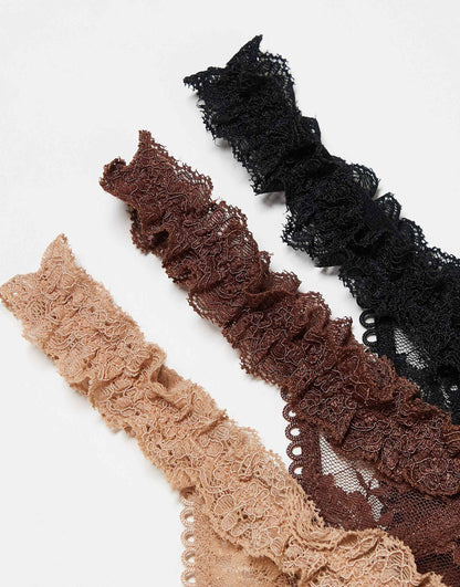 3 Pack Vintage Ruffle Thong