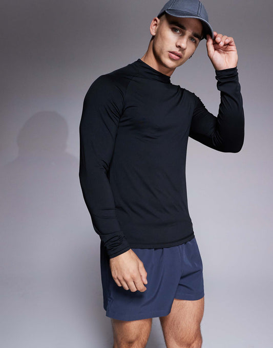 Icon Training Long Sleeve Muscle Fit Base Layer With Mock Neck