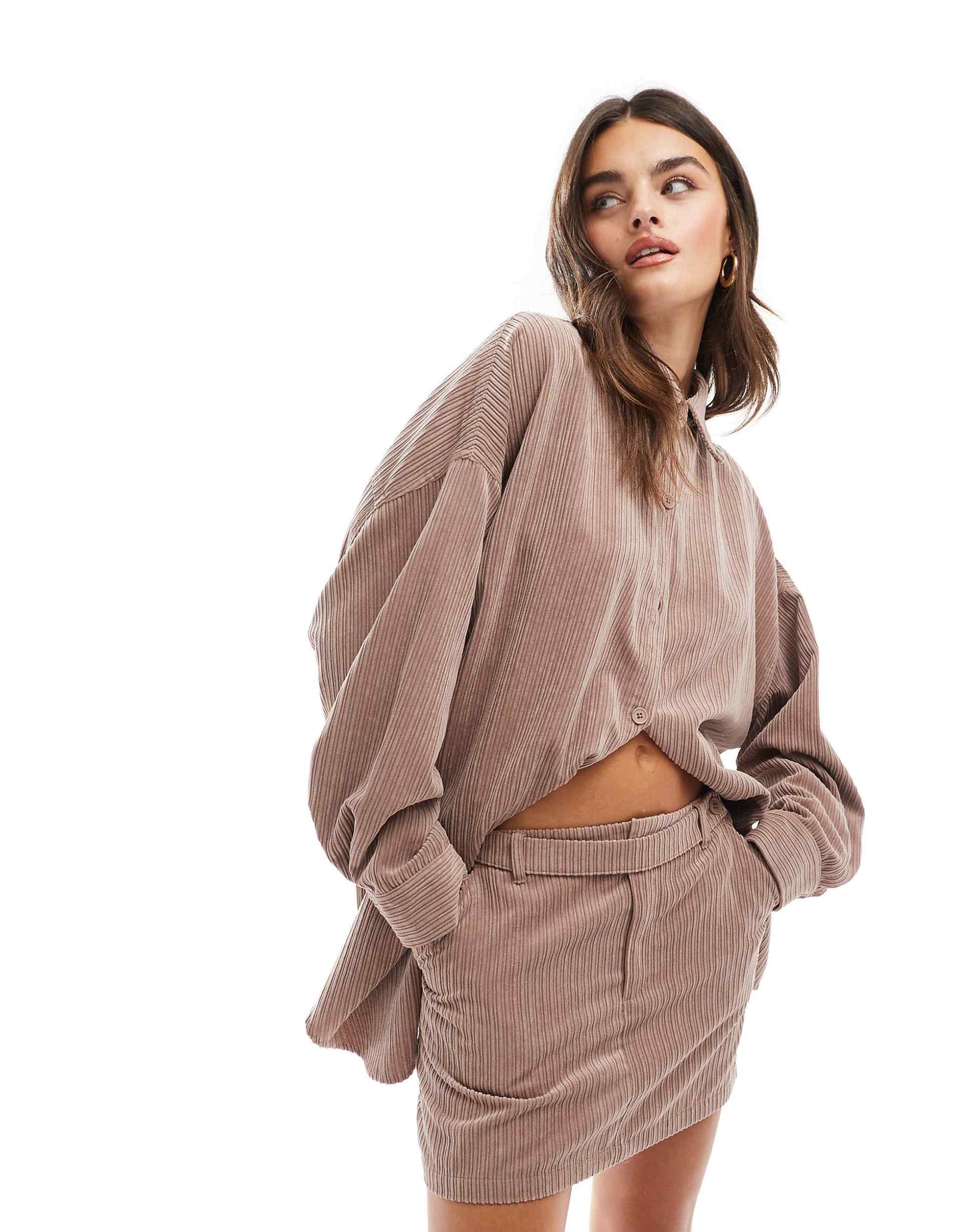 Cord Belted Micro Mini Skirt Co-Ord