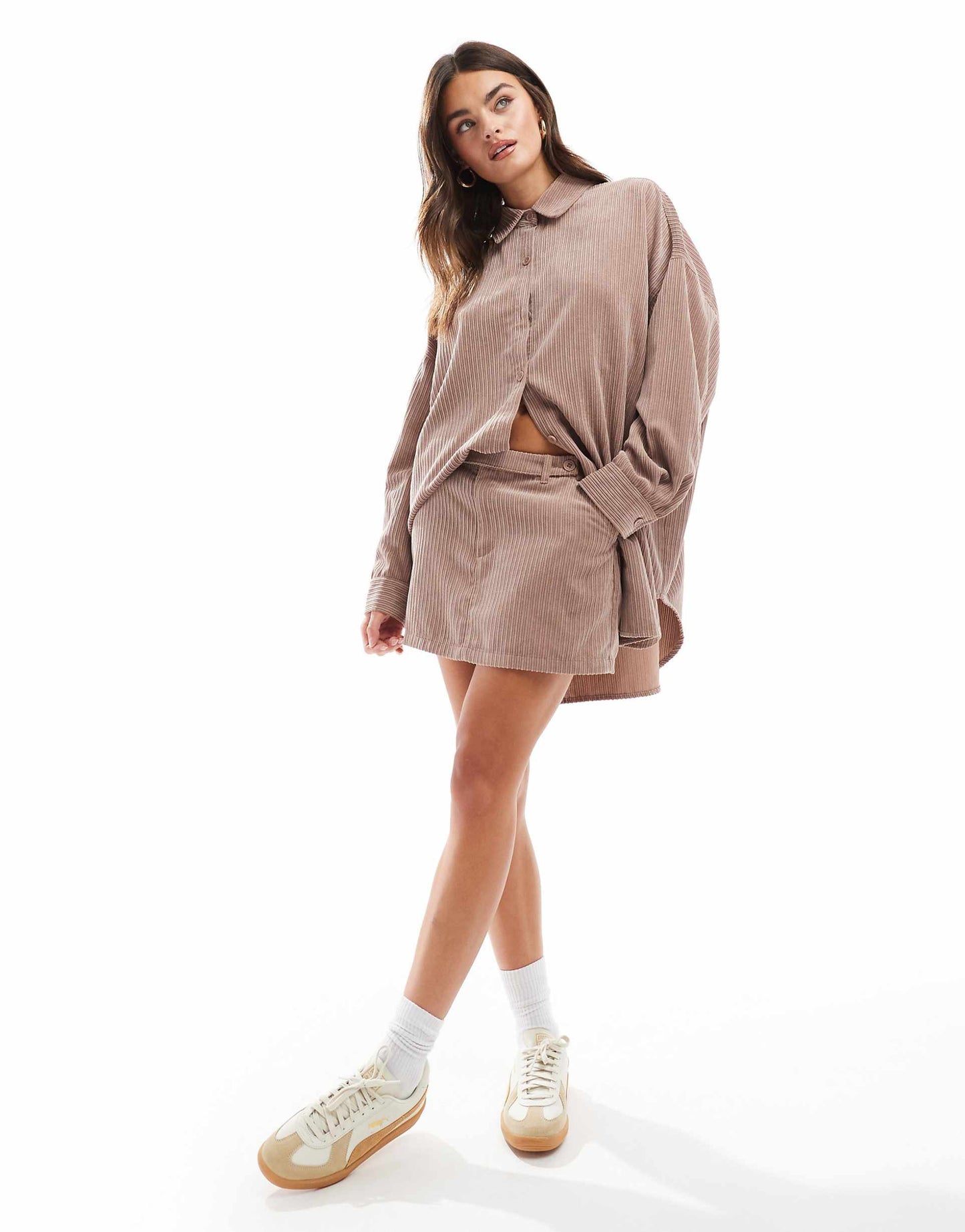 Cord Belted Micro Mini Skirt Co-Ord