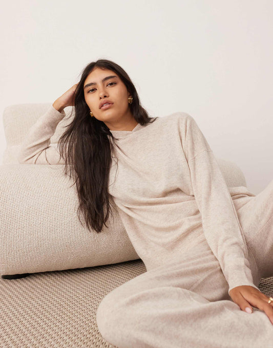 Premium Cashmere Blend Knit Hooded Jumper Co-Ord