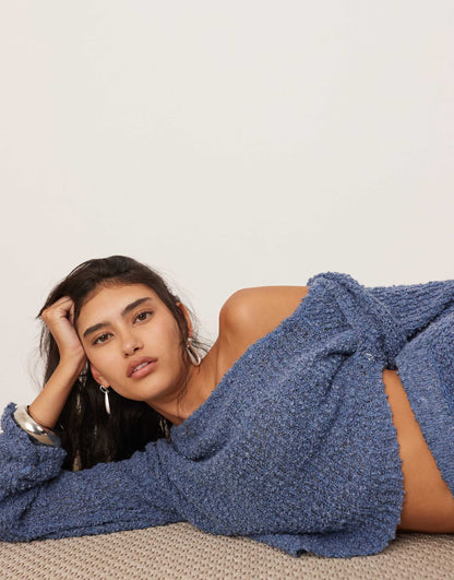 Fine Knit Twist Off Shoulder Cropped Jumper Co-Ord