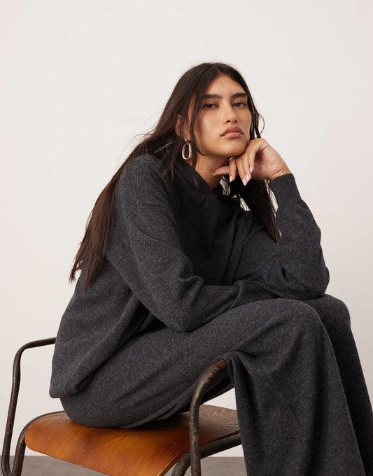 Premium Cashmere Blend Knit Hooded Jumper Co-Ord